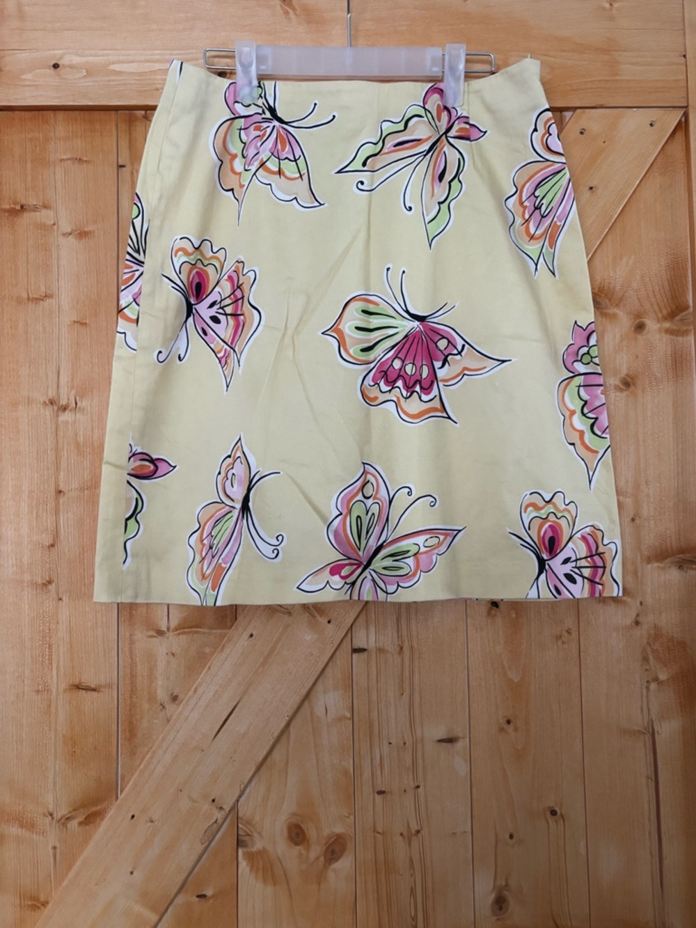 Talbots Y2K Yellow Butterfly Cotton Stretch Skirt Size 10‎ vibrant cheerful